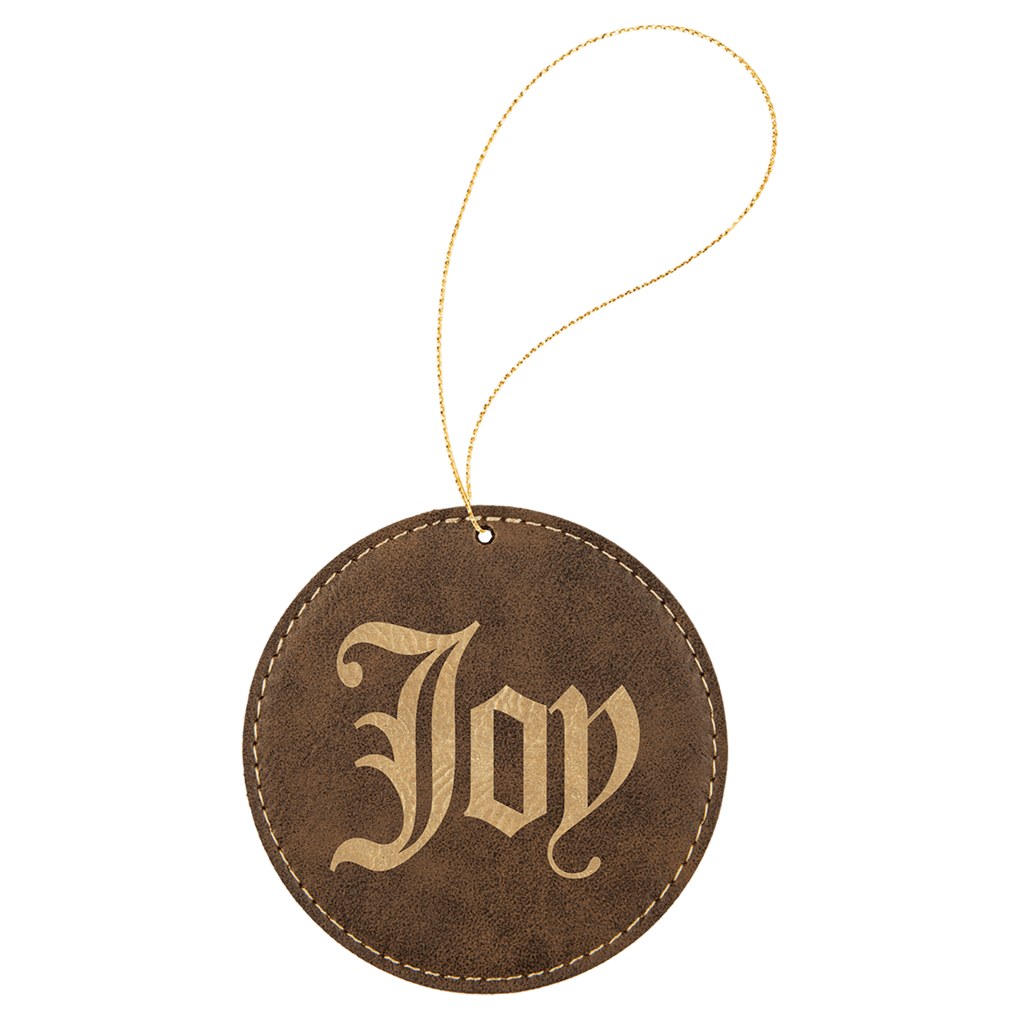 Personalized Rustic/Gold Leatherette Round Ornament - Leatherette