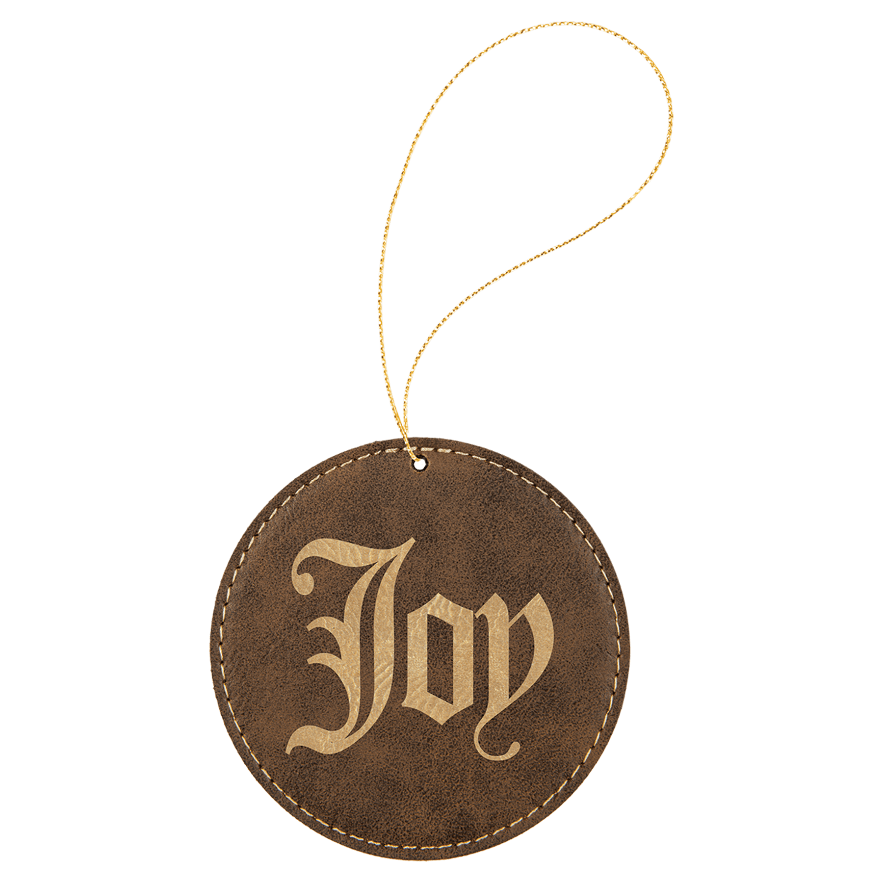Personalized Rustic/Gold Leatherette Round Ornament - Leatherette