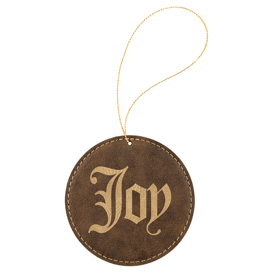 Personalized Rustic/Gold Leatherette Round Ornament - Leatherette