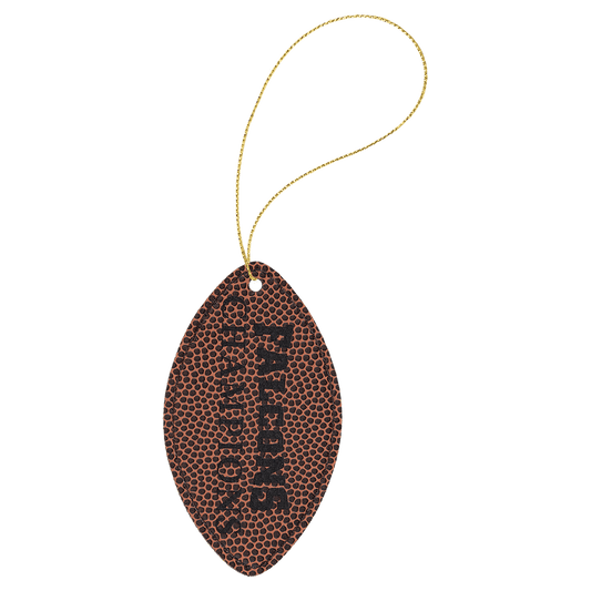 Personalized Football Leatherette Ornament with Gold String - Leatherette