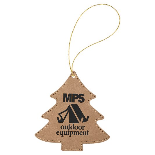 Personalized Light Brown Leatherette Tree Ornament - Leatherette