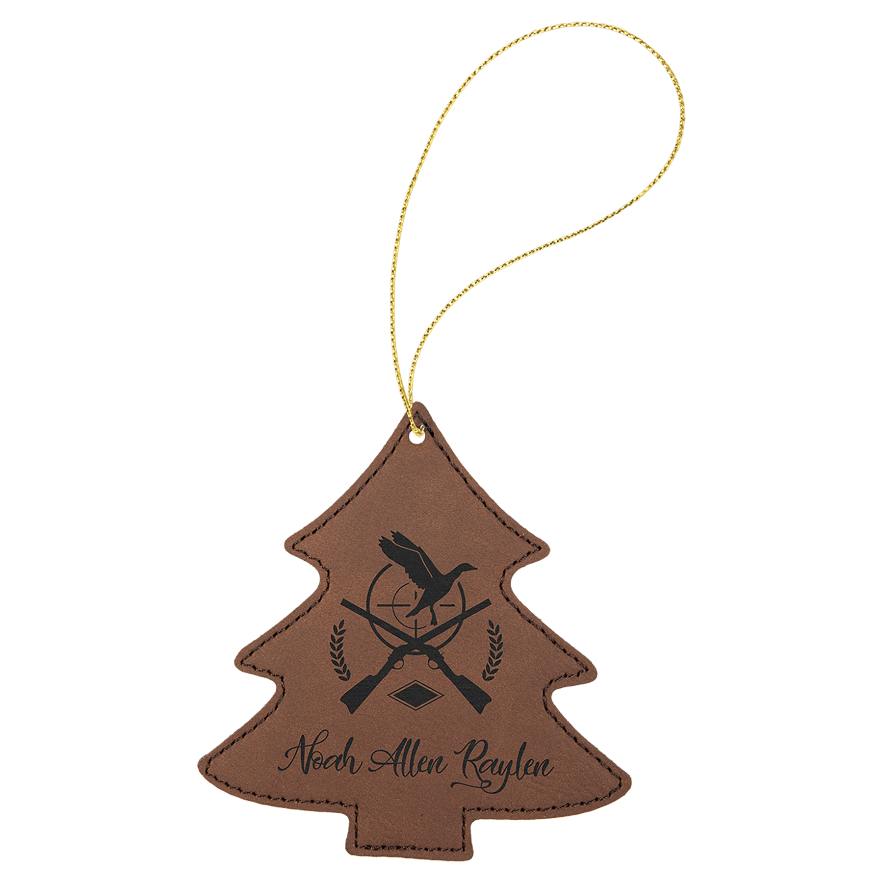 Personalized Dark Brown Leatherette Tree Ornament - Leatherette