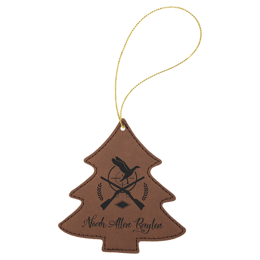 Personalized Dark Brown Leatherette Tree Ornament - Leatherette