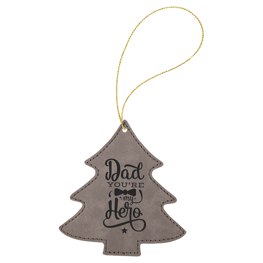 Personalized Gray Leatherette Tree Ornament - Leatherette