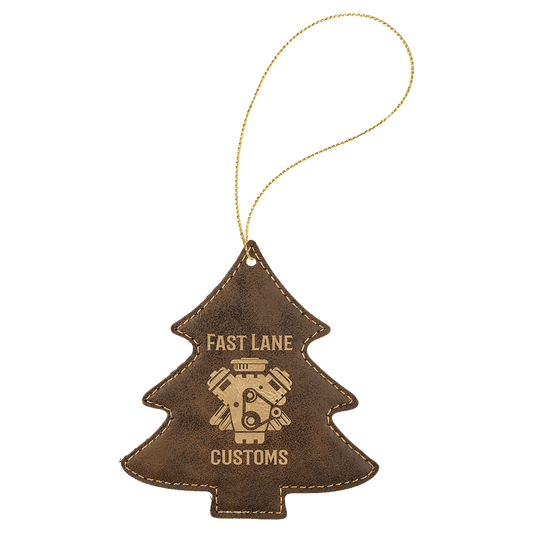 Personalized Rustic/Gold Leatherette Tree Ornament - Leatherette