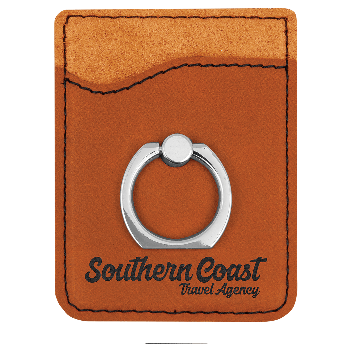 Personalized Rawhide Leatherette Phone Wallet with Ring - Leatherette