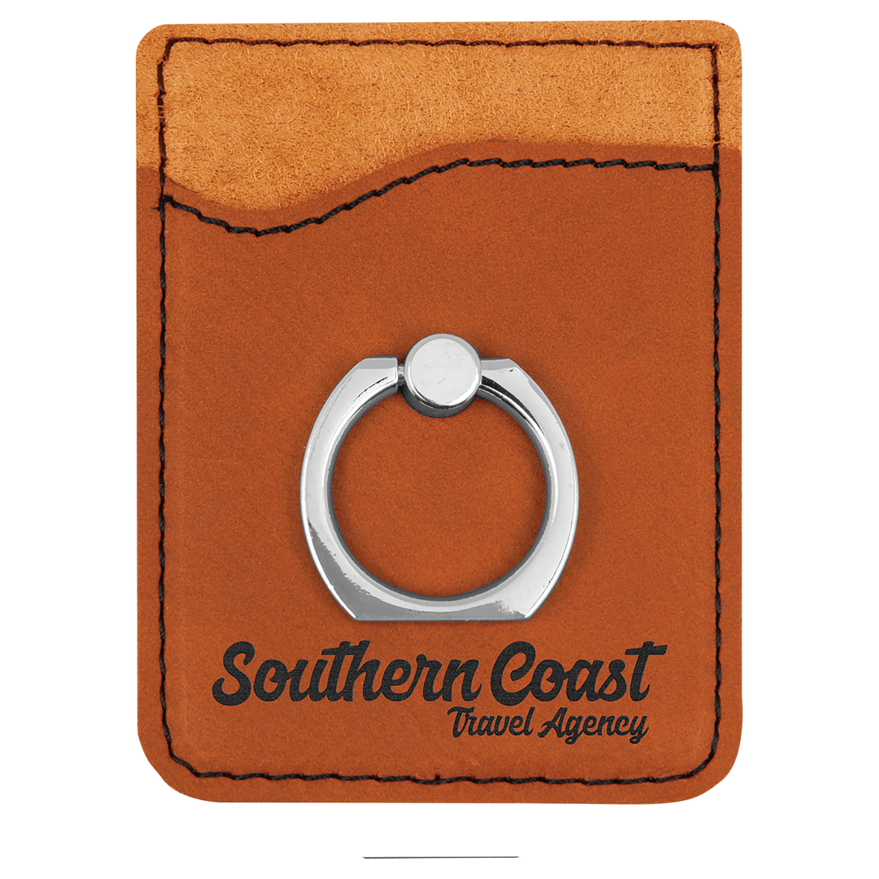 Personalized Rawhide Leatherette Phone Wallet with Ring - Leatherette