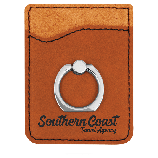Personalized Rawhide Leatherette Phone Wallet with Ring - Leatherette