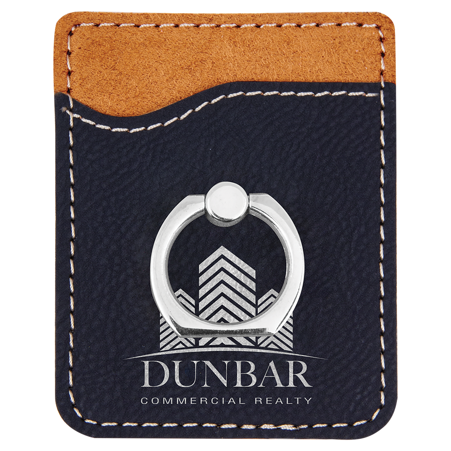 Personalized Black/Silver Leatherette Phone Wallet with Ring - Leatherette