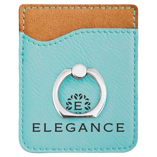 Personalized Teal Leatherette Phone Wallet with Ring - Leatherette