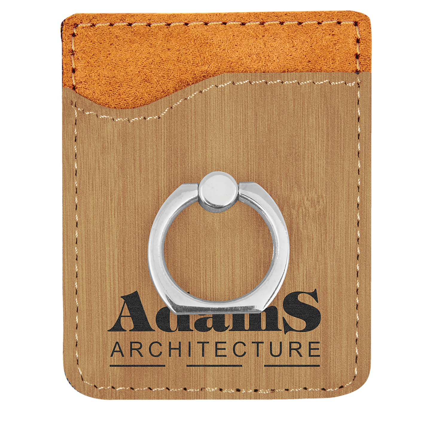 Personalized Bamboo Leatherette Phone Wallet with Ring - Leatherette
