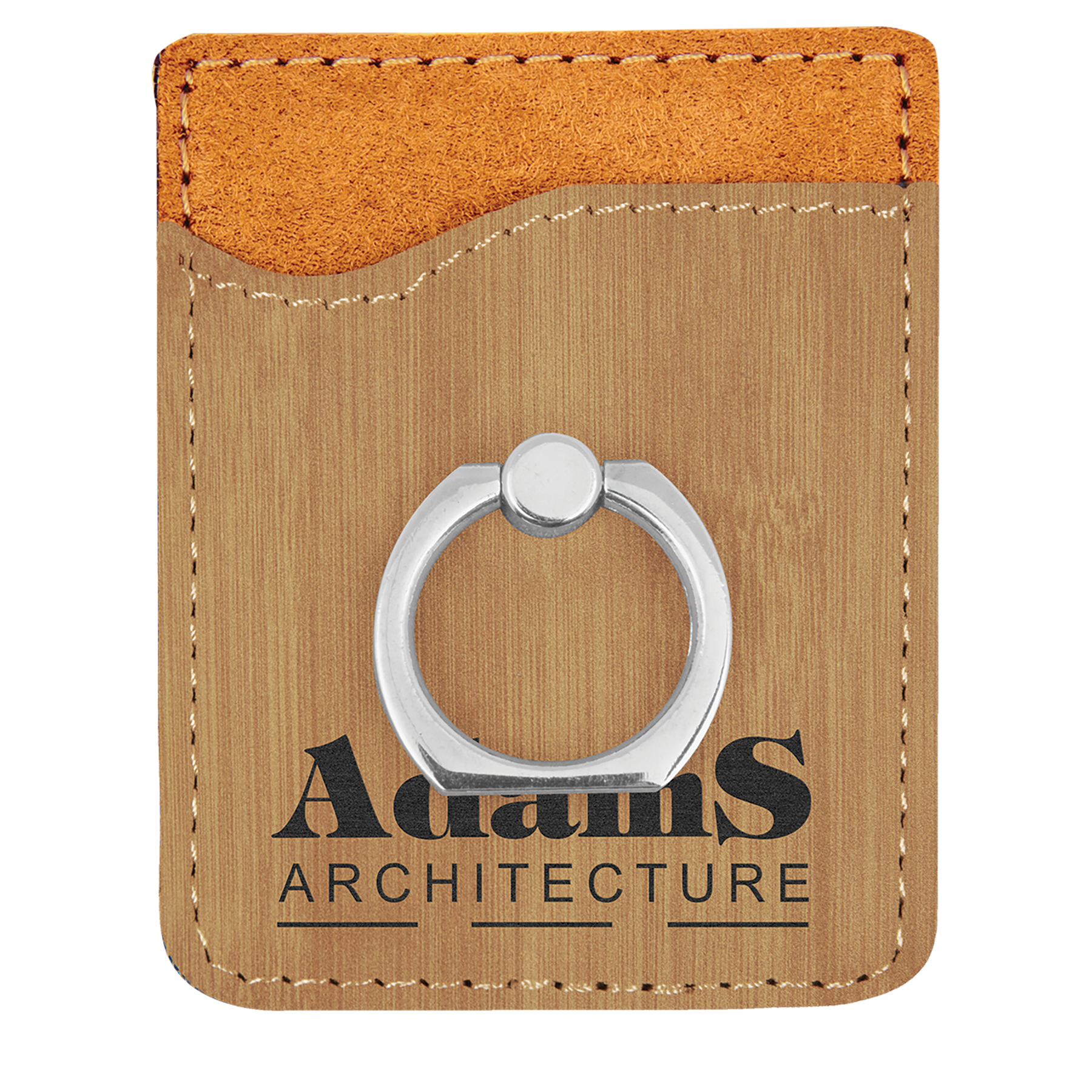 Personalized Bamboo Leatherette Phone Wallet with Ring - Leatherette