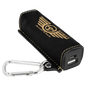 Personalized Black/Gold Leatherette Power Bank with Charging Cord and Carabiner - Leatherette