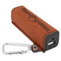 Personalized Rawhide Leatherette Power Bank with Charging Cord and Carabiner - Leatherette
