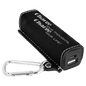 Personalized Black/Silver Leatherette Power Bank with Charging Cord and Carabiner - Leatherette