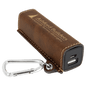 Personalized Rustic/Gold Leatherette Power Bank with Charging Cord and Carabiner - Leatherette