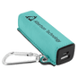 Personalized Teal Leatherette Power Bank with Charging Cord and Carabiner - Leatherette