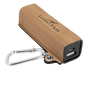 Personalized Bamboo Leatherette Power Bank with Charging Cord and Carabiner - Leatherette