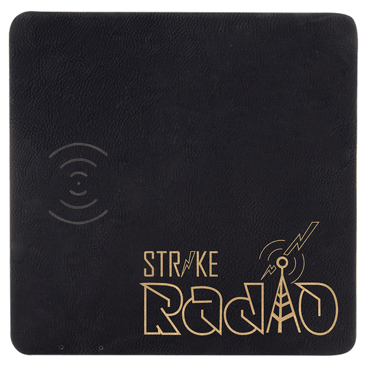Personalized Black/Gold Leatherette Wireless Charging Mat with USB Charging Cord - Leatherette