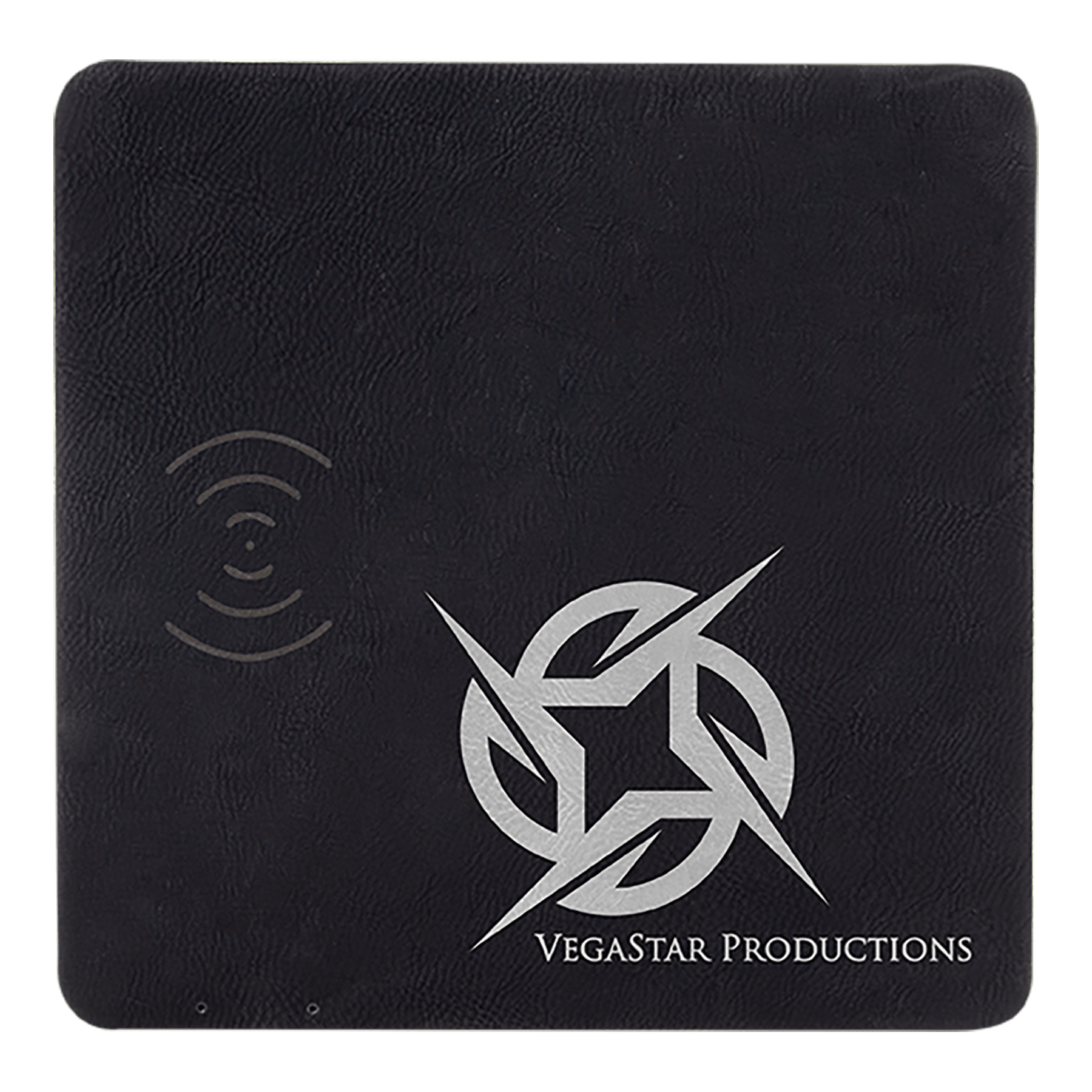 Personalized Black/Silver Leatherette Charging Mat with USB Charging Cord - Leatherette
