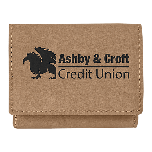 Personalized Light Brown Leatherette Trifold Wallet with RFD Blocking - Leatherette
