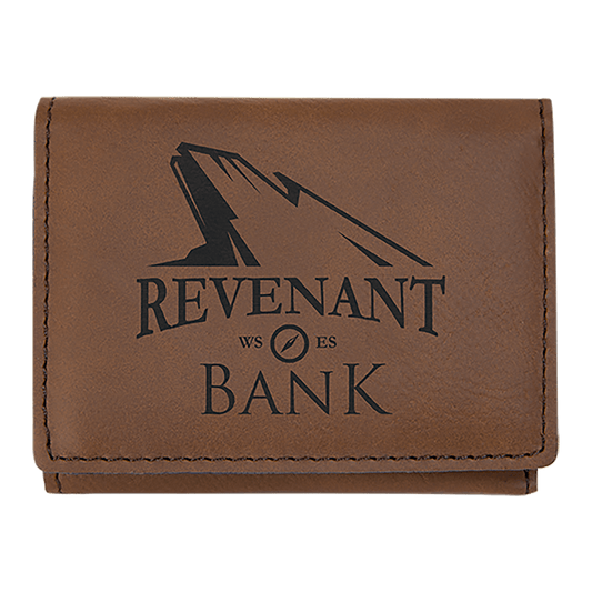 Personalized Dark Brown Leatherette Trifold Wallet with RFD Blocking - Leatherette