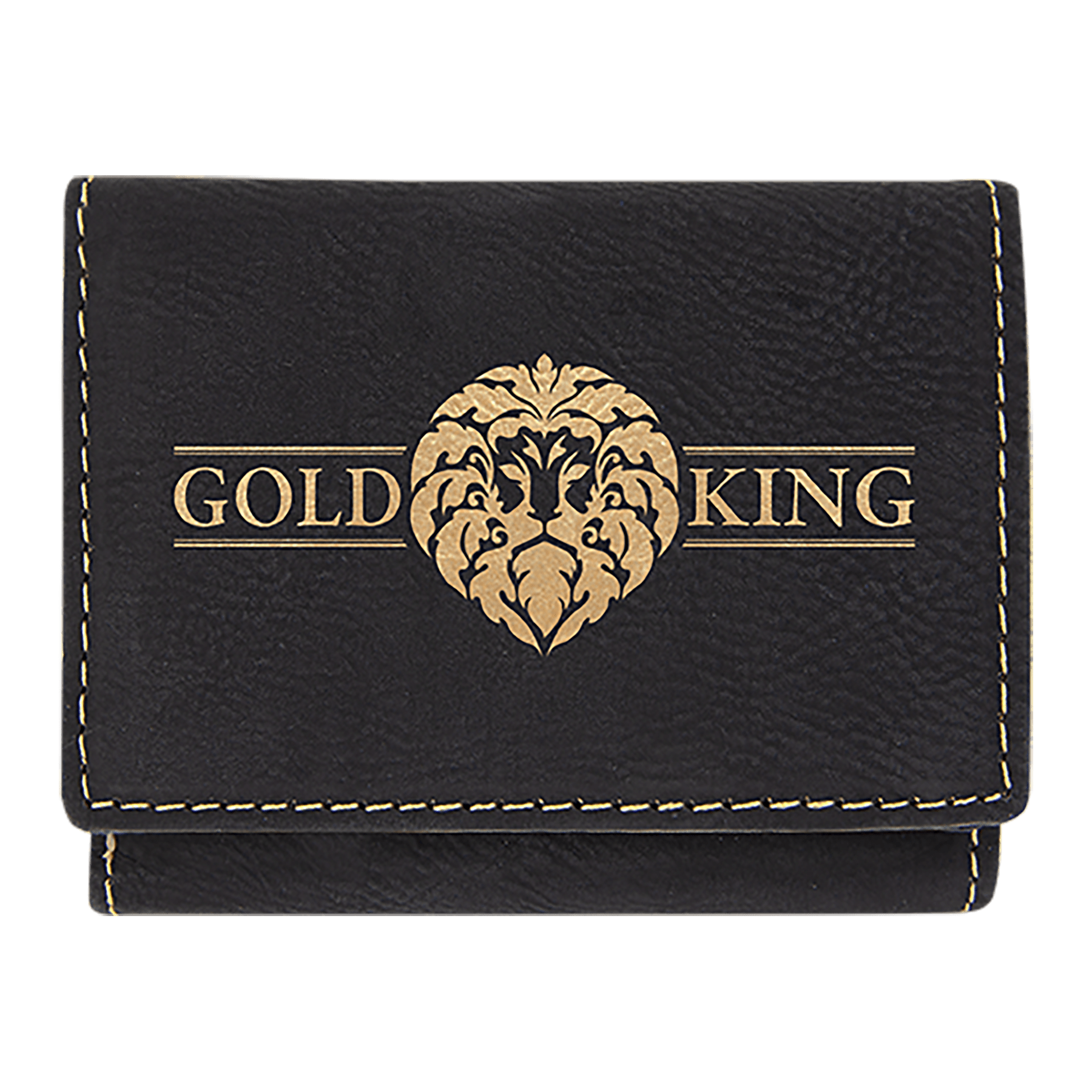 Personalized Black/Gold Leatherette Trifold Wallet with RFD Blocking - Leatherette