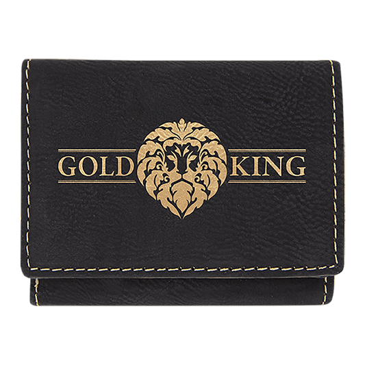 Personalized Black/Gold Leatherette Trifold Wallet with RFD Blocking - Leatherette