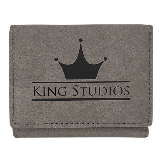 Personalized Gray Leatherette Trifold Wallet with RFD Blocking - Leatherette
