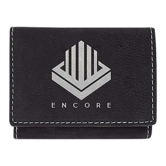 Personalized Black/Silver Leatherette Trifold Wallet with RFD Blocking - Leatherette