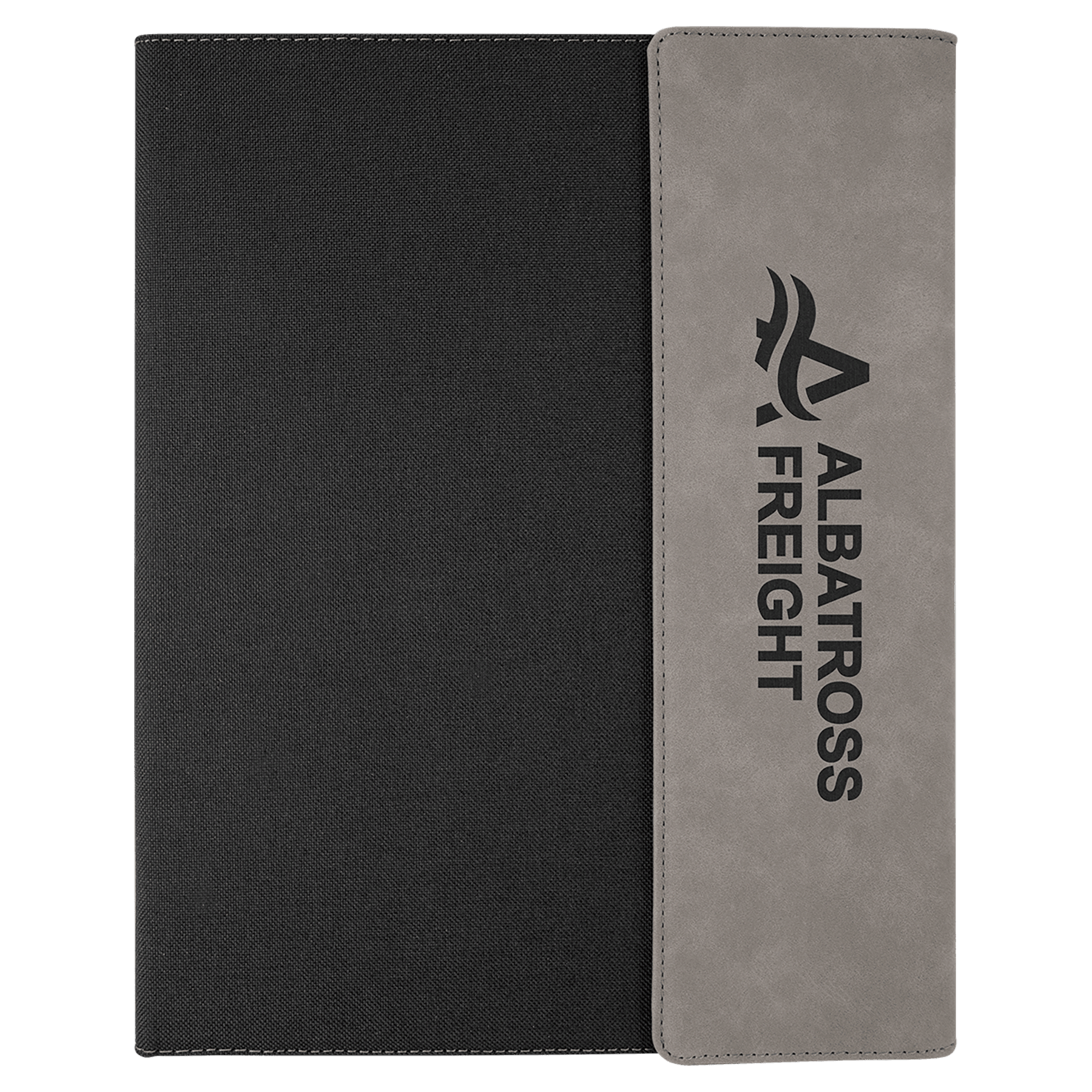 Personalized Black with Gray/Black Leatherette Canvas Portfolio with Notepad - Leatherette