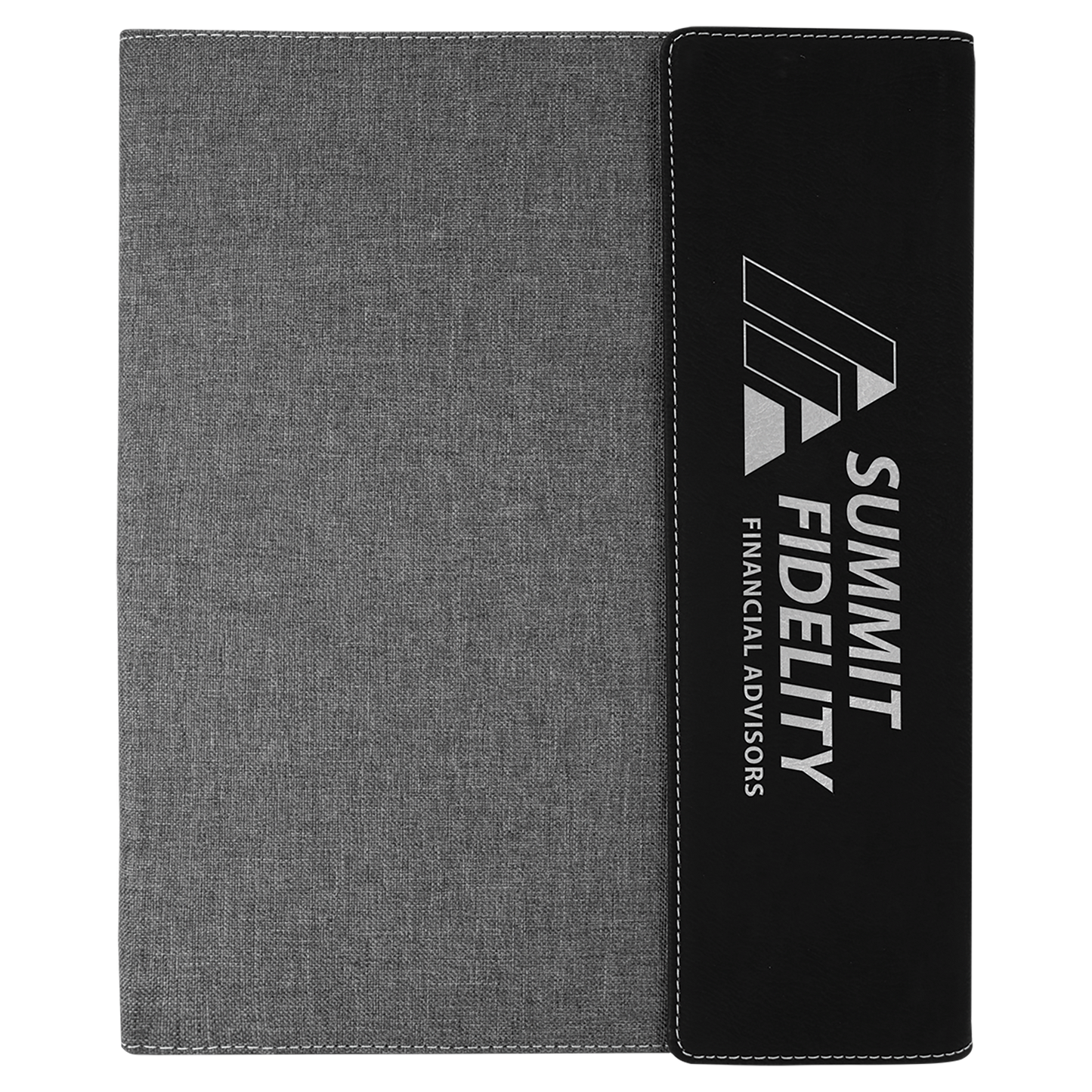 Personalized Gray with Black/Silver Leatherette Canvas Portfolio with Notepad - Leatherette