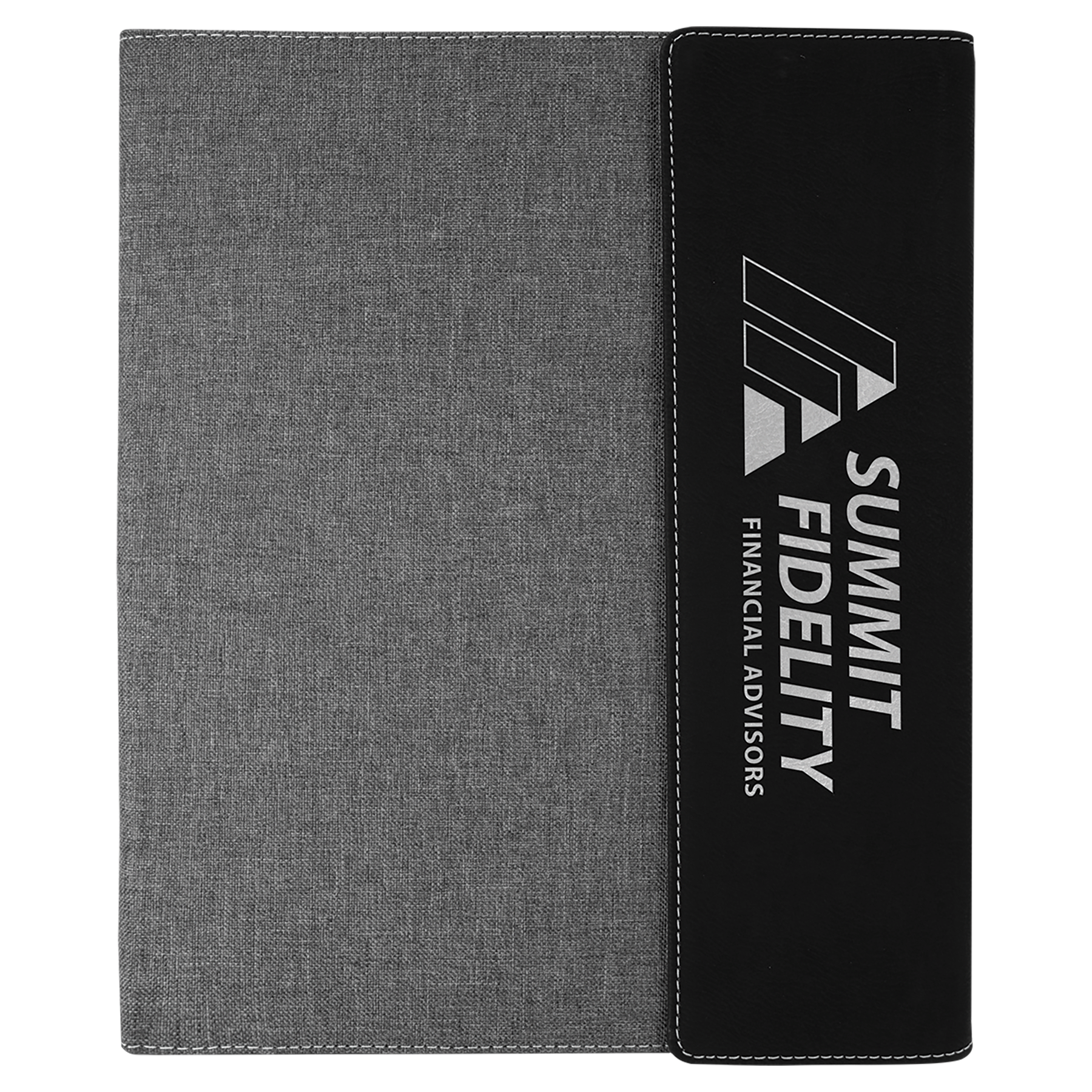 Personalized Gray with Black/Silver Leatherette Canvas Portfolio with Notepad - Leatherette