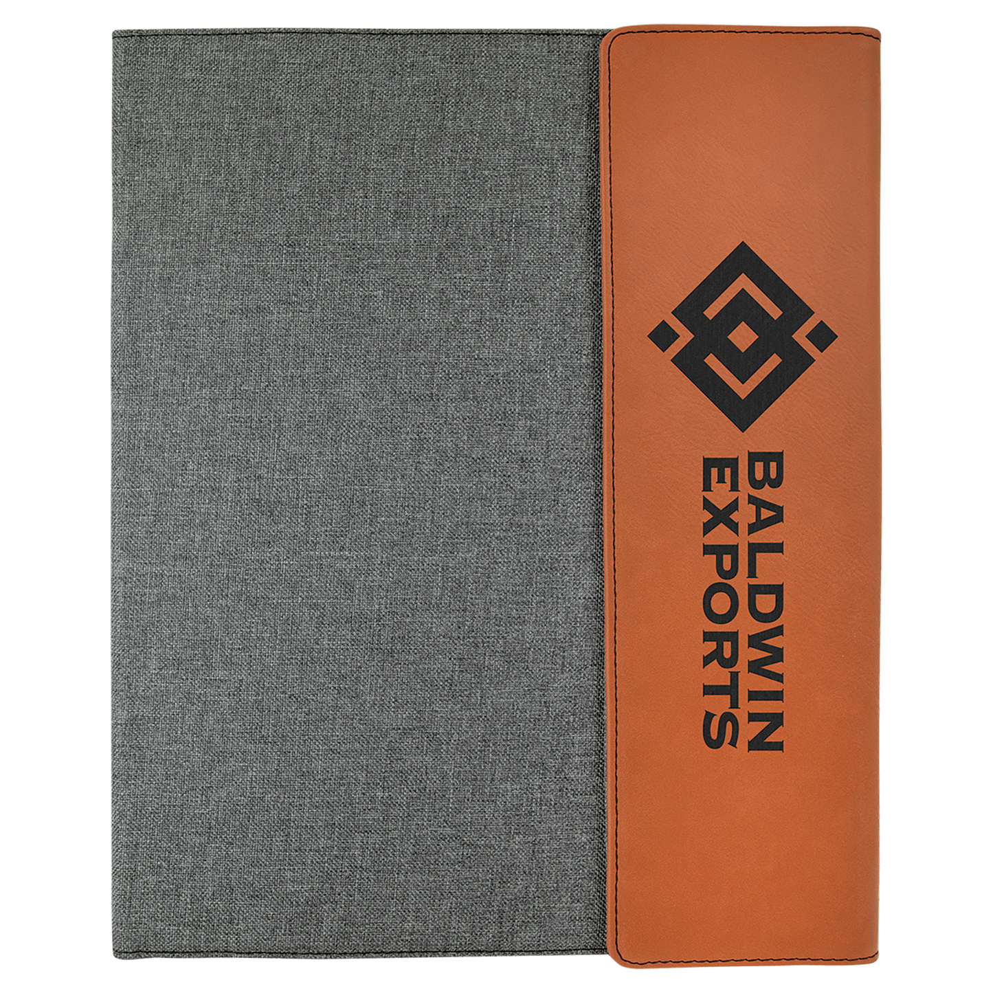 Personalized Gray with Rawhide/Black Leatherette Canvas Portfolio with Notepad - Leatherette