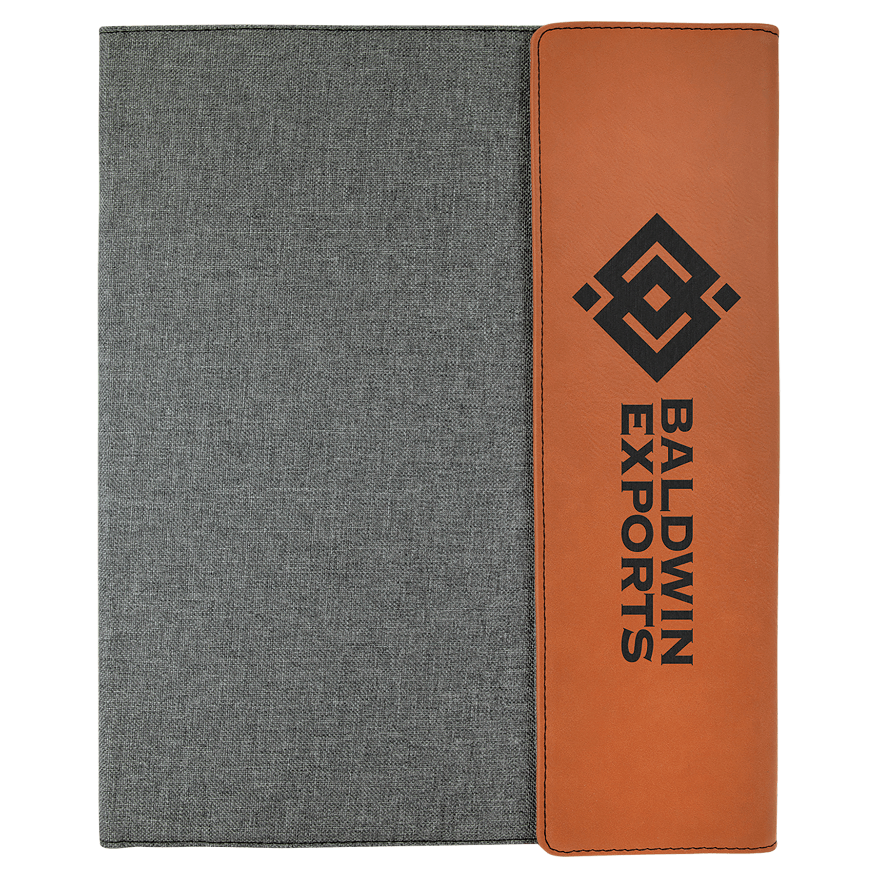 Personalized Gray with Rawhide/Black Leatherette Canvas Portfolio with Notepad - Leatherette