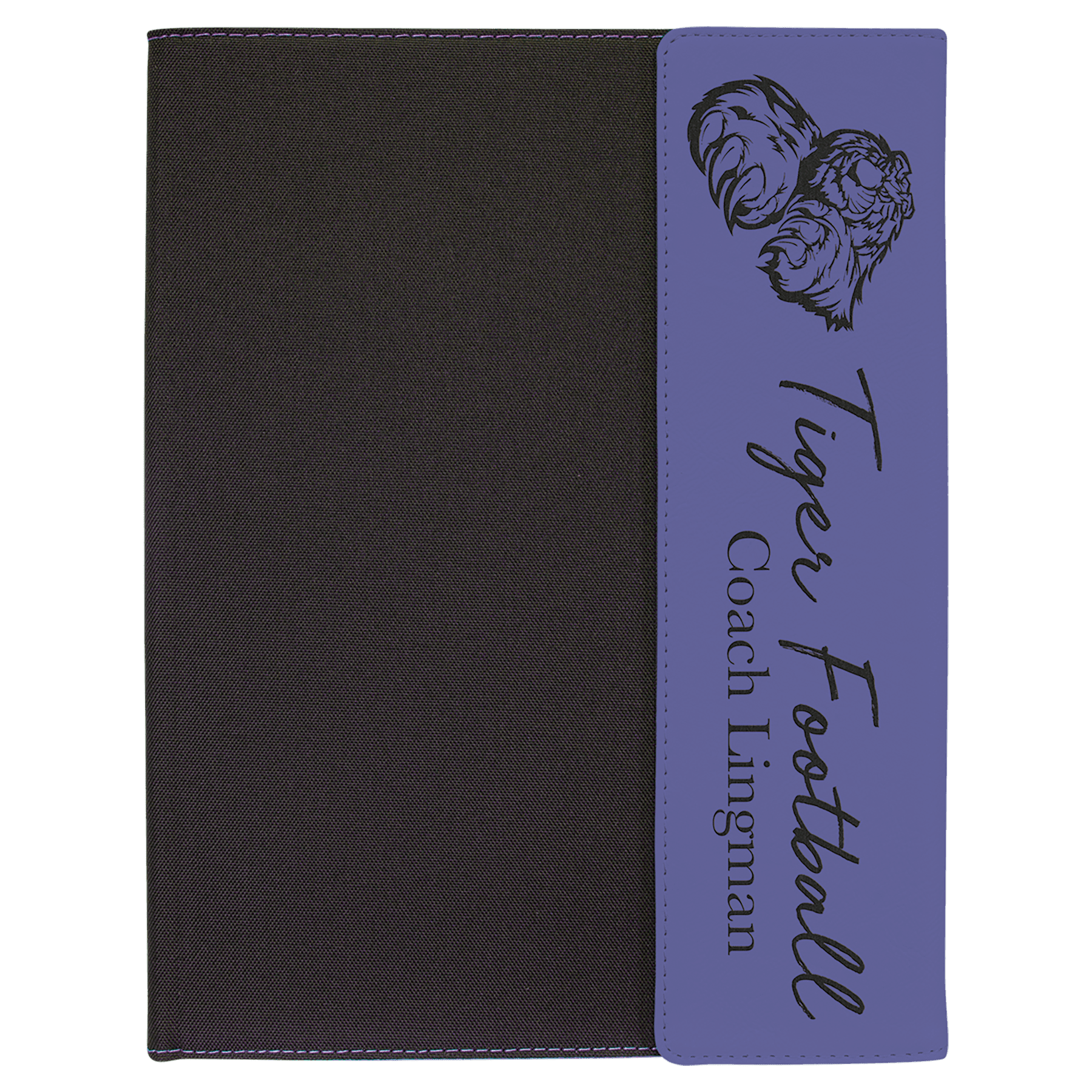 Personalized Black with Purple Leatherette Canvas Portfolio with Notepad - Leatherette