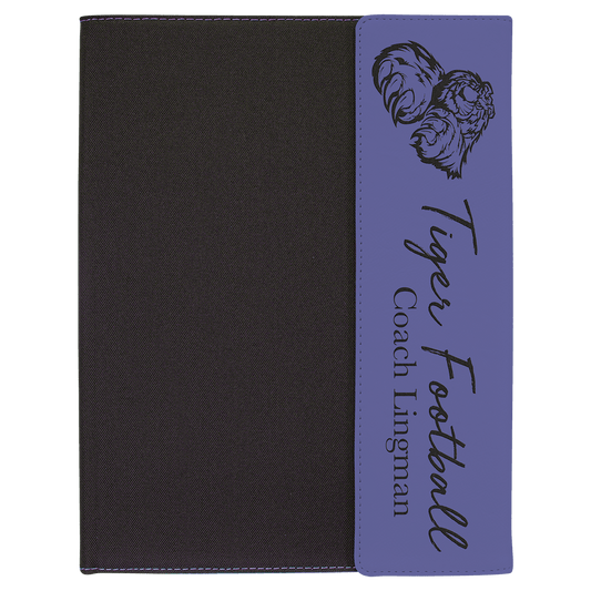 Personalized Black with Purple Leatherette Canvas Portfolio with Notepad - Leatherette