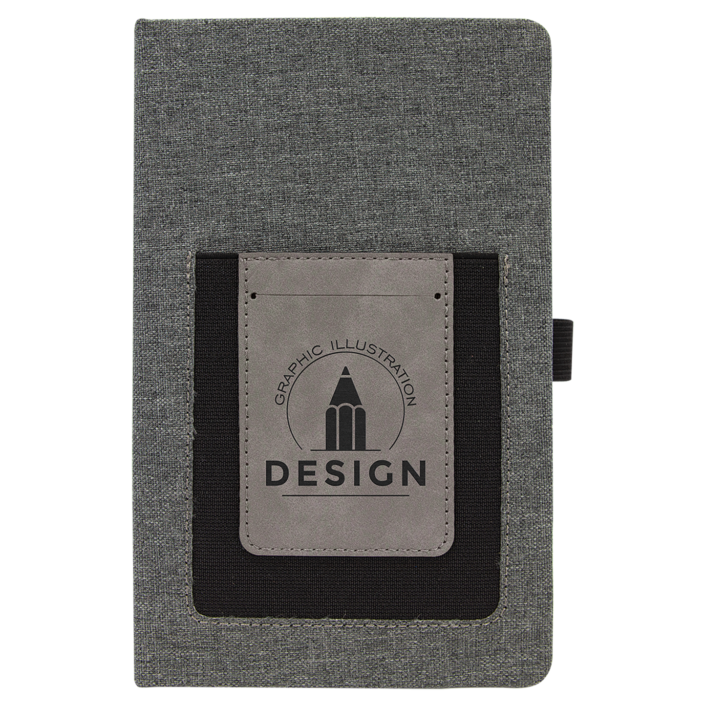 Personalized Gray with Gray/Black Canvas Journal with Leatherette Phone Pouch