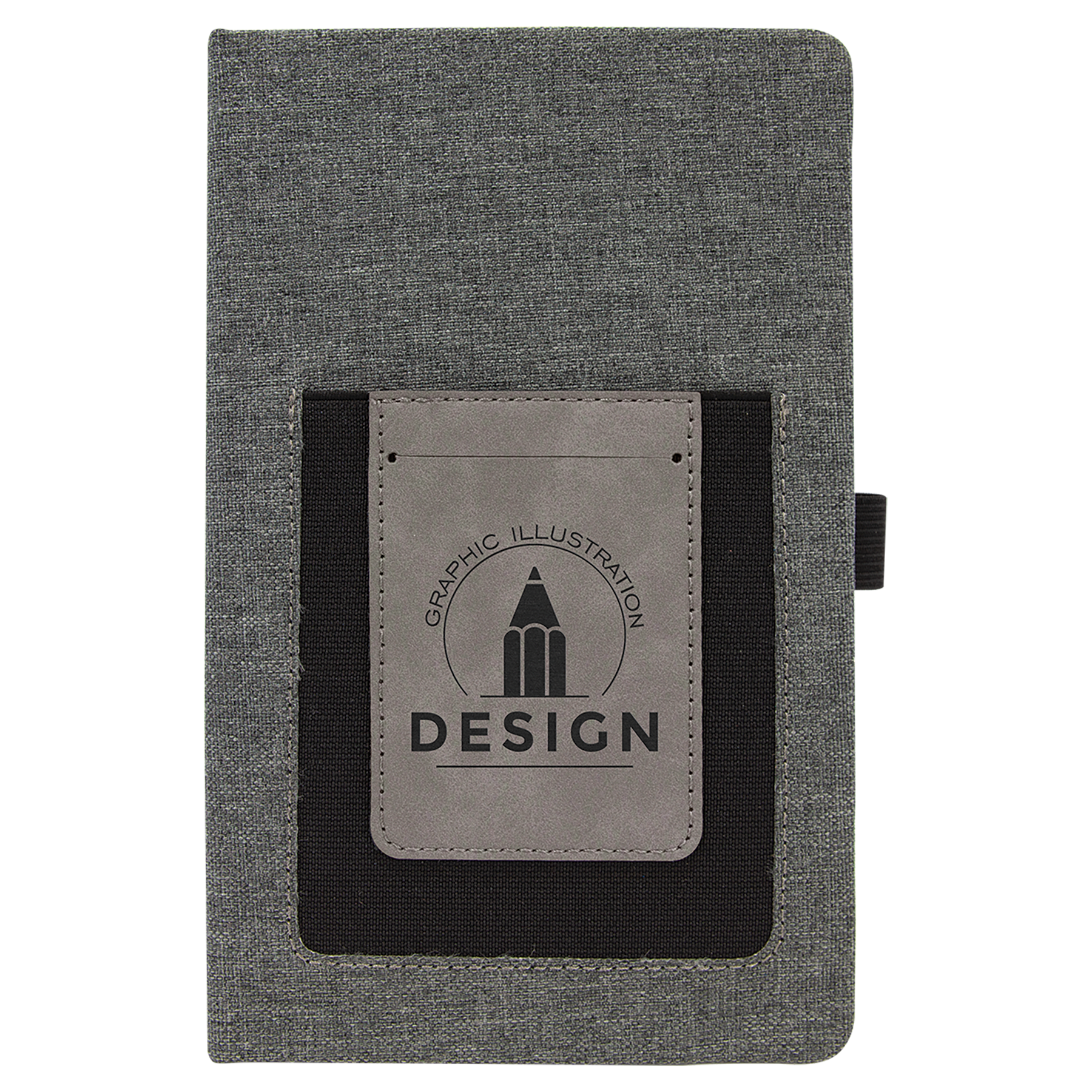 Personalized Gray with Gray/Black Canvas Journal with Leatherette Phone Pouch