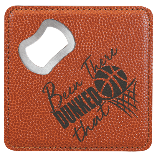 Custom Basketball Leatherette Coaster with Opener - Leatherette