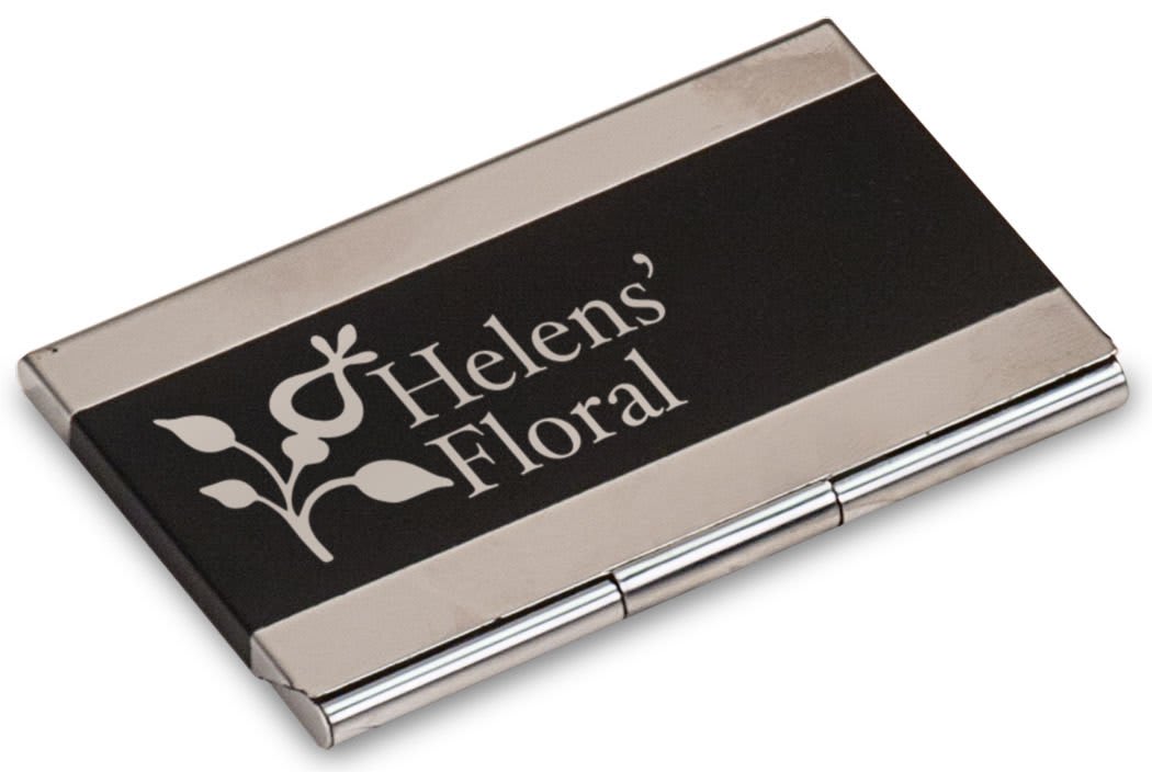 Personalized Black Metal Business Card Case - Stainless Steel