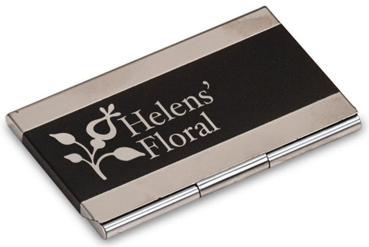 Personalized Black Metal Business Card Case - Stainless Steel