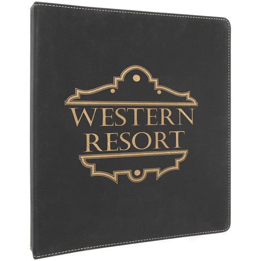 Personalized Black/Gold 3 Ring Binder with 1 Slant D Rings - Leather