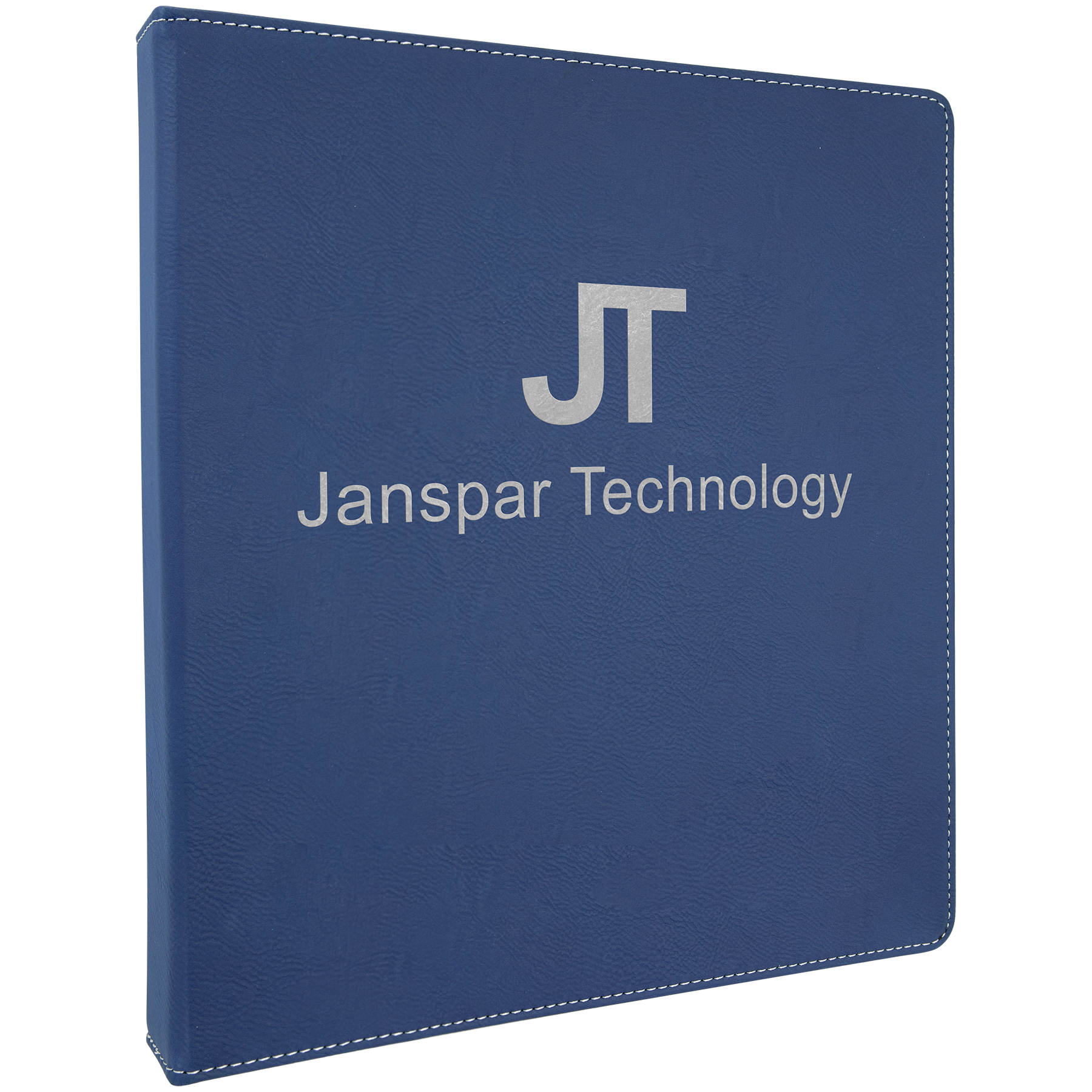 Personalized Blue/Silver Laserable Leatherette 3 Ring Binder with 1 Slant D Rings