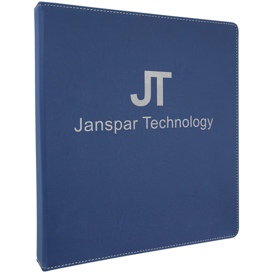 Personalized Blue/Silver Laserable Leatherette 3 Ring Binder with 1 Slant D Rings