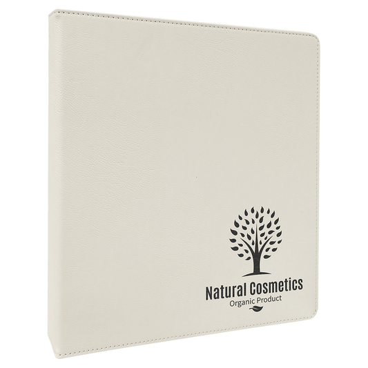 Personalized White Laserable Leatherette 3 Ring Binder with 1 Slant D Rings