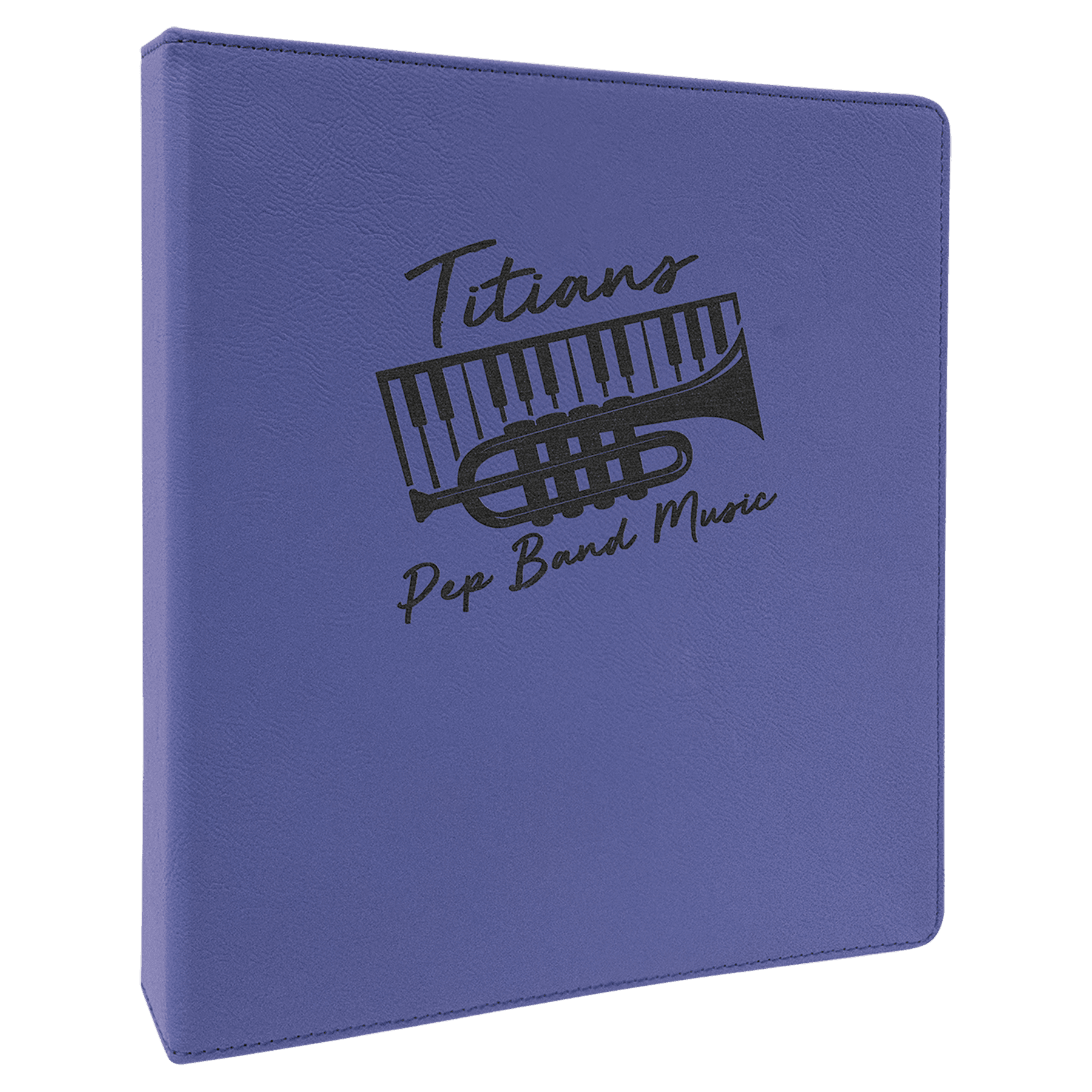Personalized Purple Lasered Leatherette 3-Ring Binder with 1 Slant D Rings - Leather