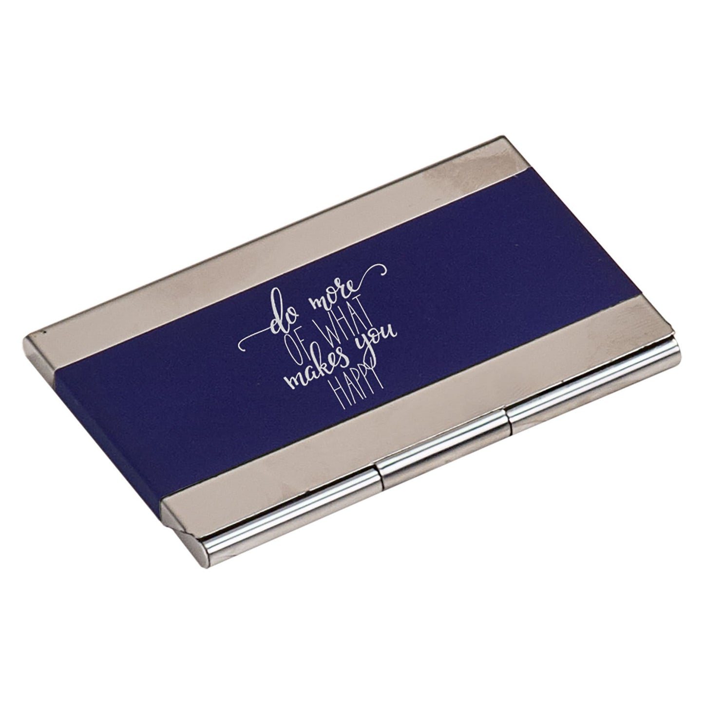 Personalized Blue Metal Business Card Case - Stainless Steel