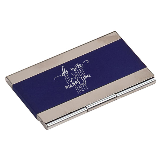 Personalized Blue Metal Business Card Case - Stainless Steel