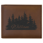 Personalized Dark Brown Leatherette Bifold Wallet with Flip ID - Leatherette